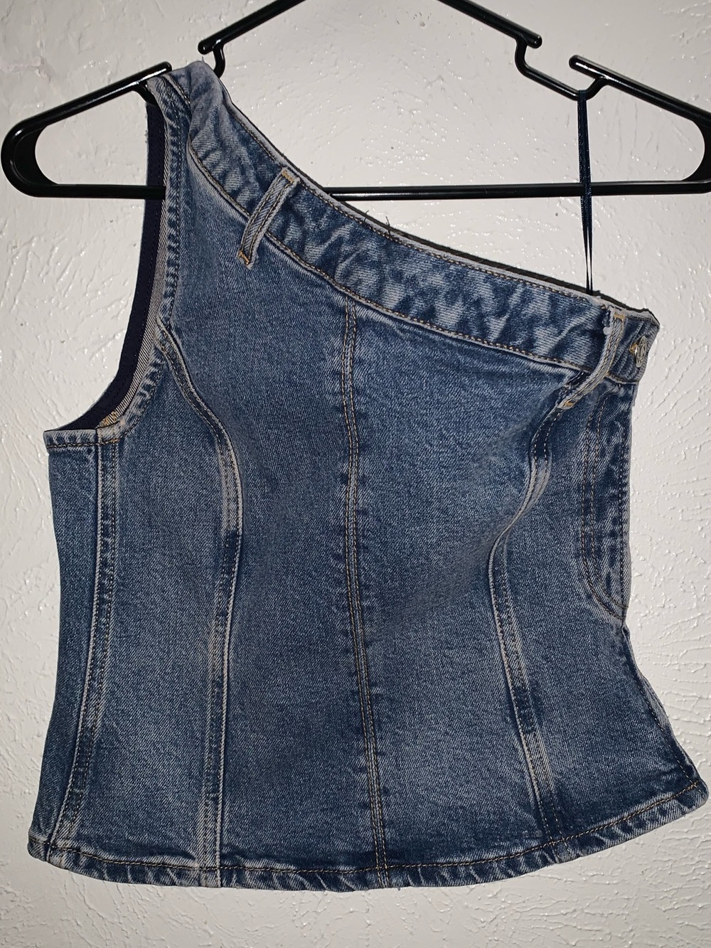 Zara asymmetric denim top